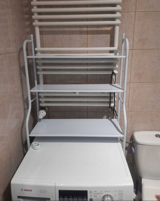 Półka nad toaletę/pralkę – metalowa, biała, 3 poziomy