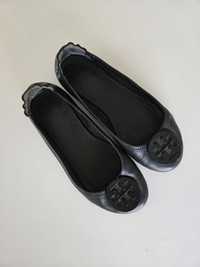 Baleriny Tory Burch ORYGINALNE Minnie Travel Ballet CZARNE Black 38