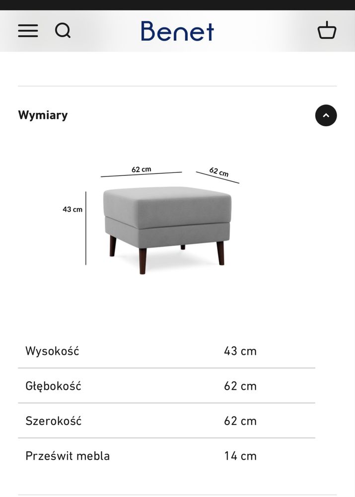 Puf / duży podnóżek beżowy welurowy