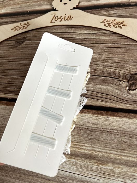 Spinki koronka boho nowe zestaw chrzest komunia bialy ecru bez