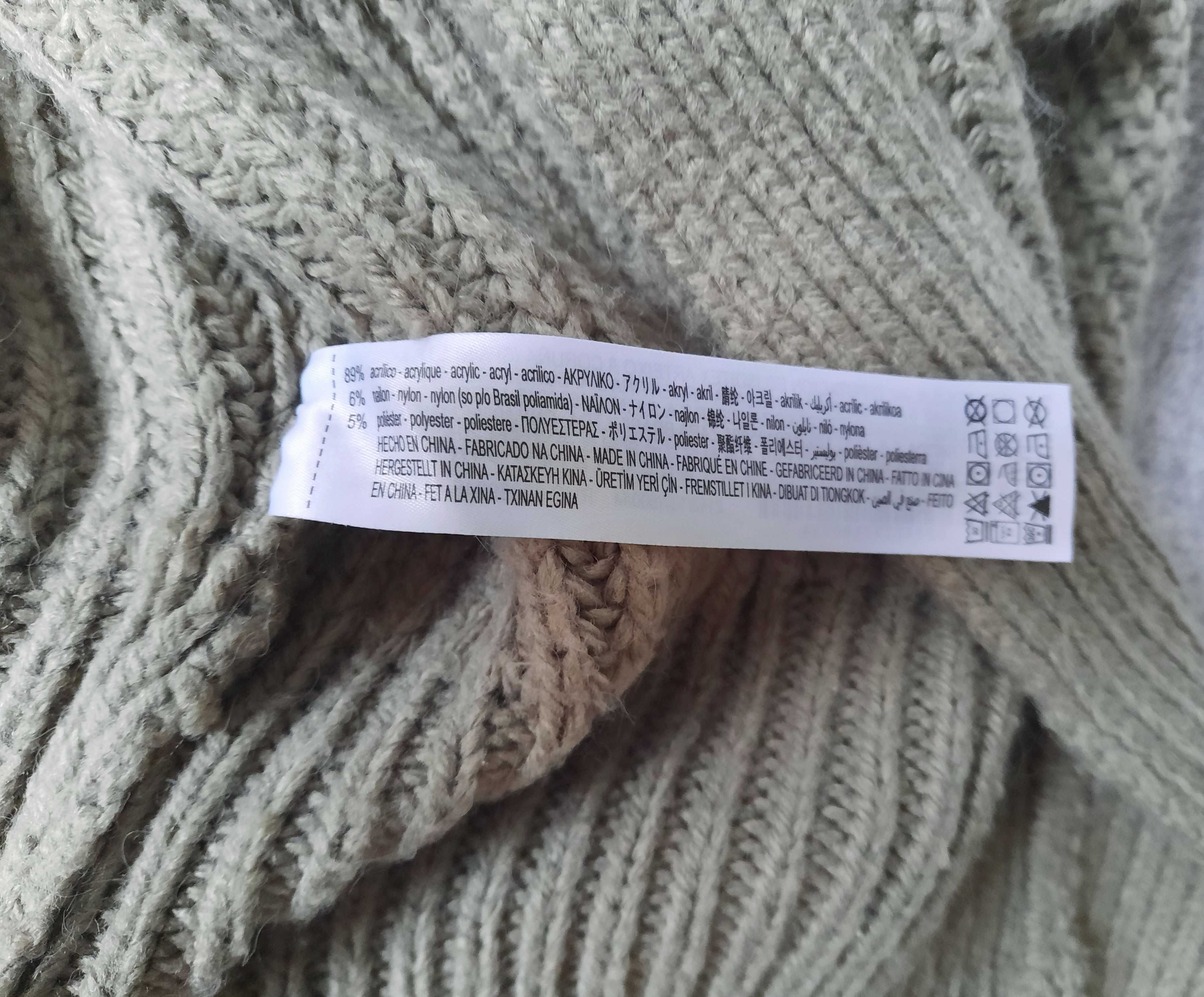 Kardigan sweter Zara M 38 szałwiowy khaki