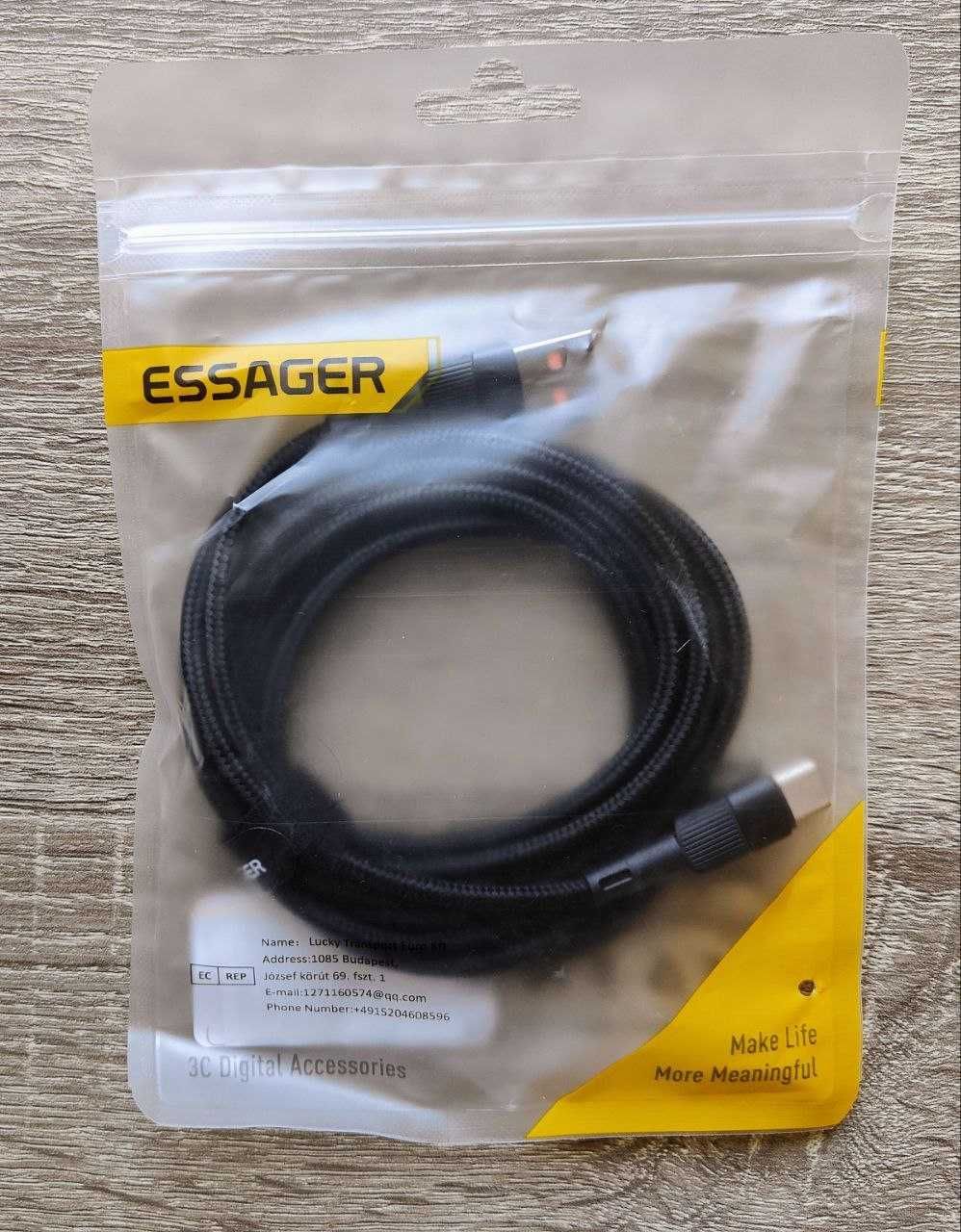 ‼️Надежный Кабель ESSAGER Type-C 6А 66W 1 метр быстрая зарядка
