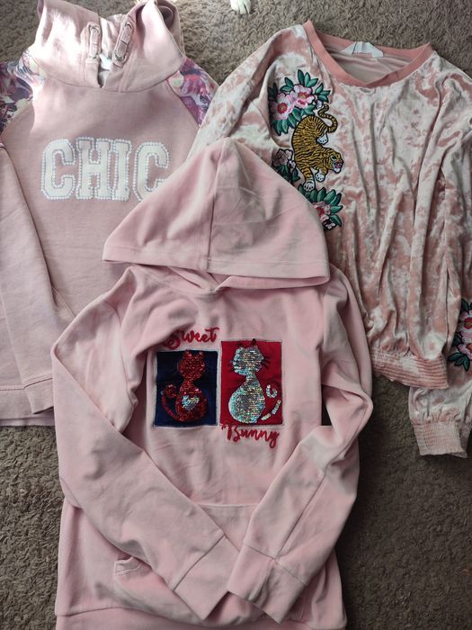 Trzy bluzy dziewczęce 146/152