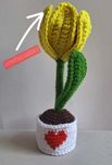 Tulipan z sercem na szydełku handmade