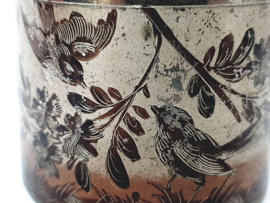 Invulgar linda antiga argola de guardanapo em metal esmaltado