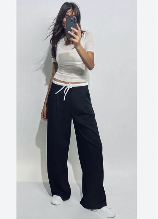 Штани брюки з подвійним поясом Zara S