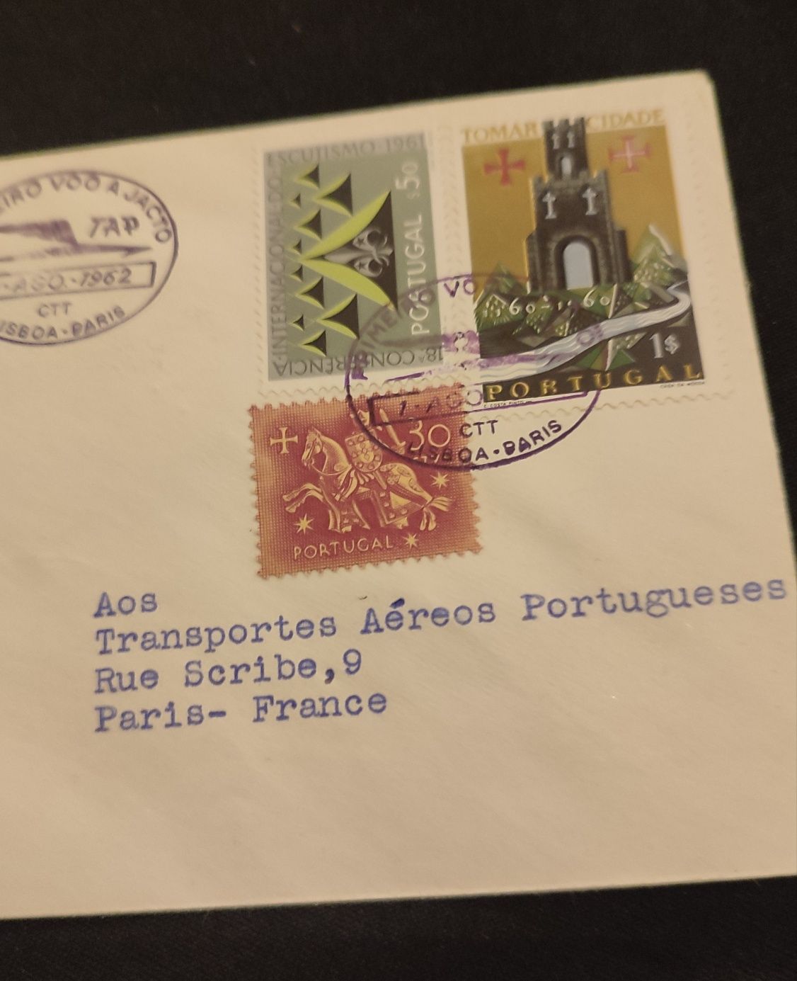 CTT - FDC Tap 1°voo jacto Lisboa-Paris 1962