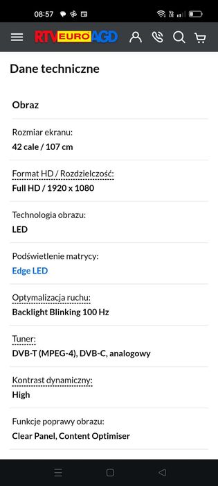 Telewizor 42 cale uszkodzona matryca