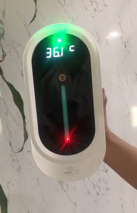 Dispensador automático álcool gel com medição de temperatura