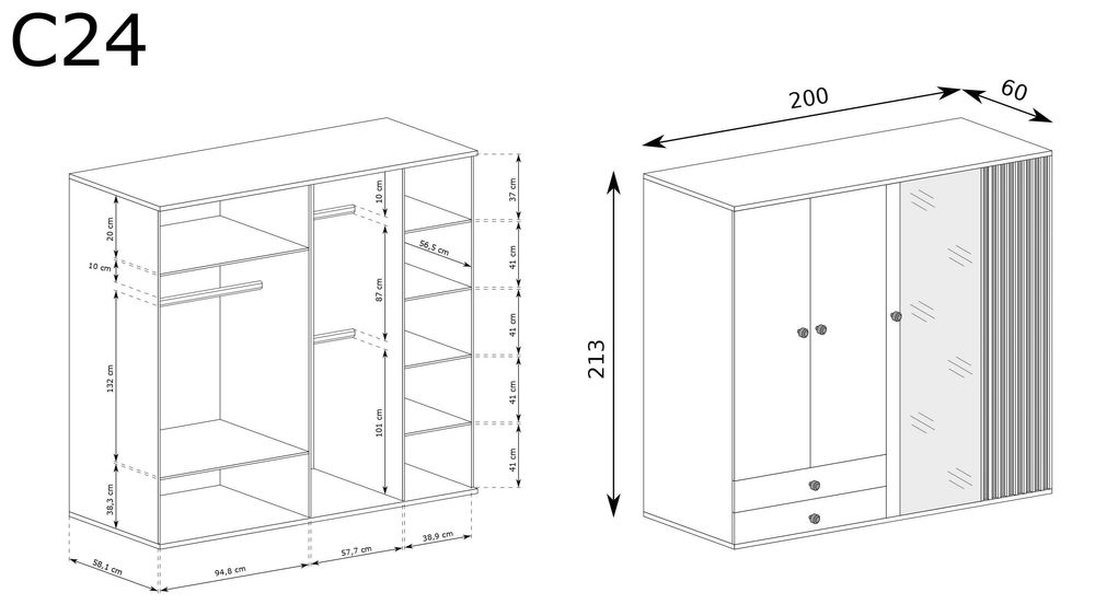 Szafa Cali c4 200 cm Raty Kwidzyn Grudziądz Sztum Prabuty Susz Łasin