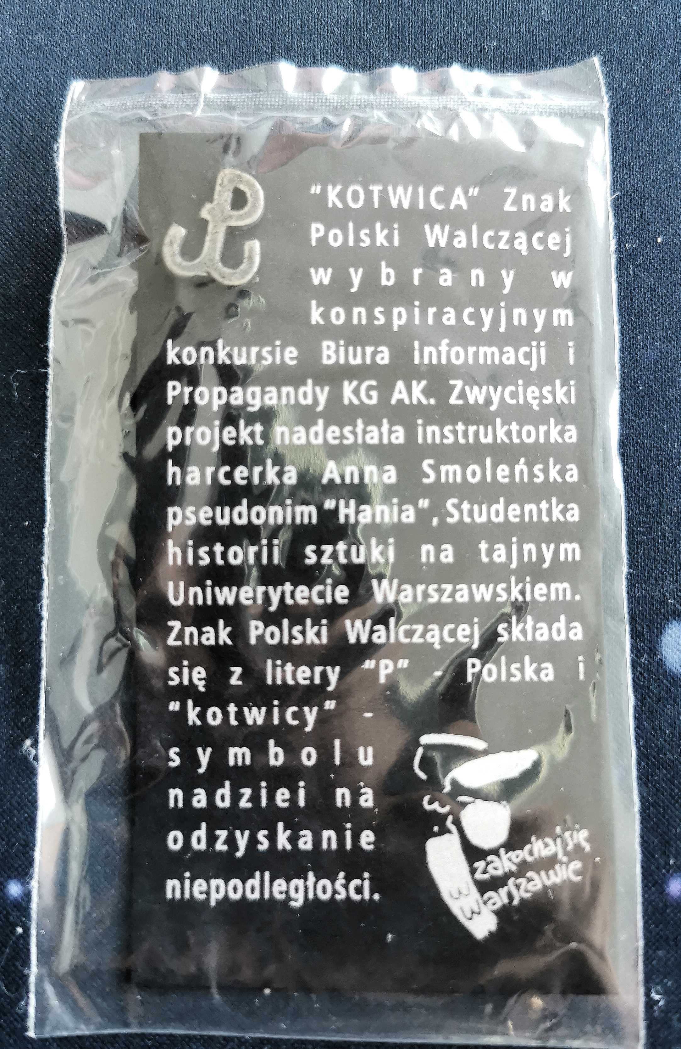 Pins patriotyczny - Kotwica Polski Walczącej oraz godło