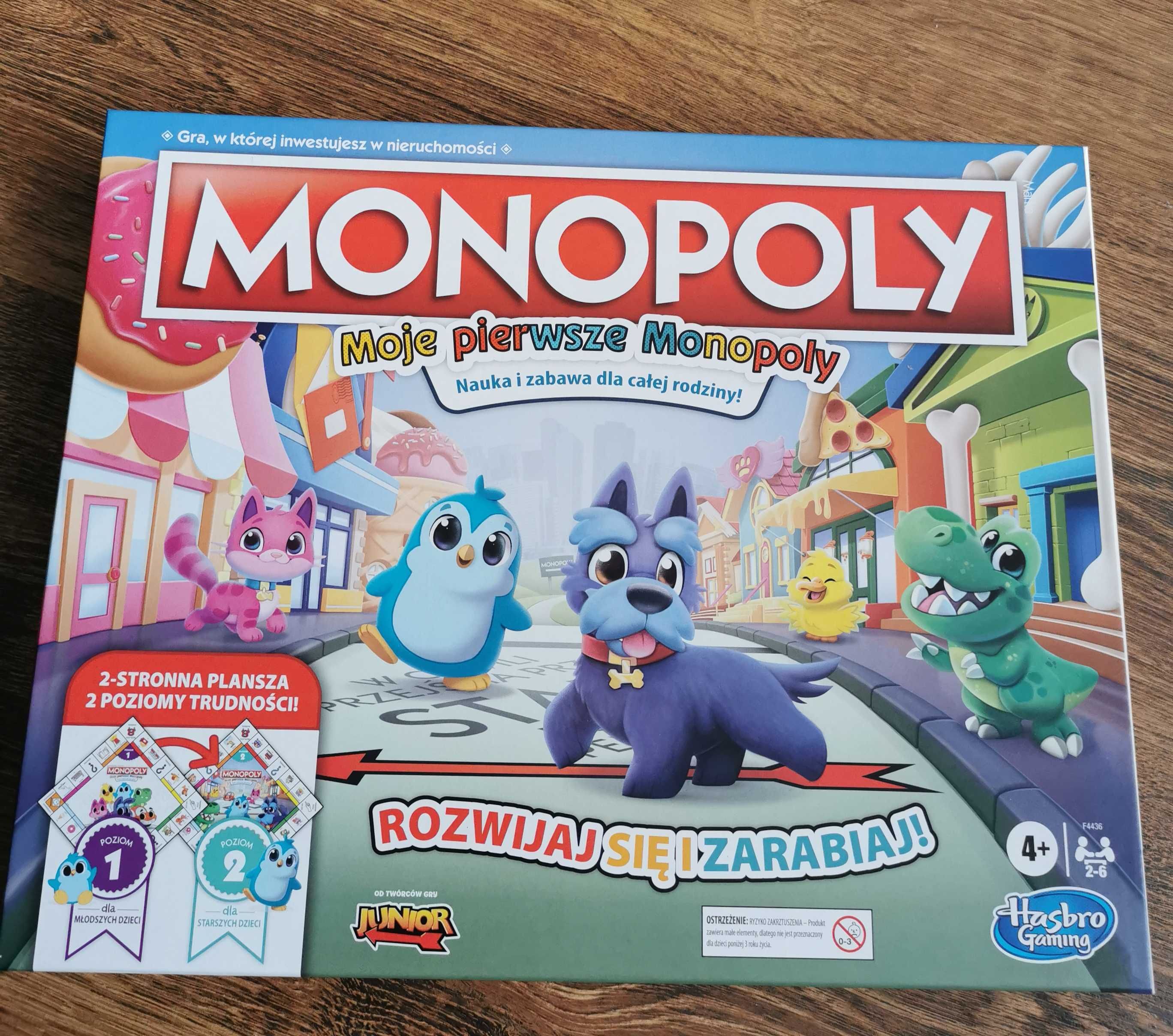 Hasbro Gra Monopoly 2 stronna plansza 2 poziomy trudności Nowa