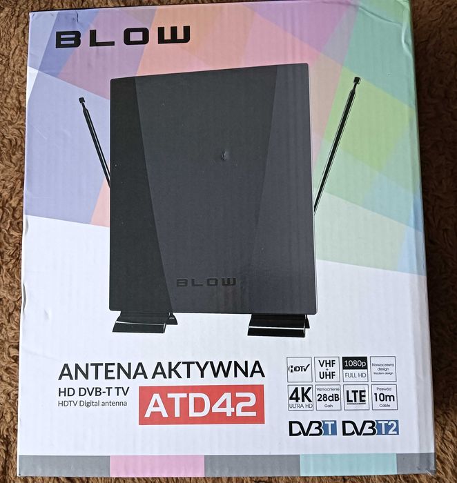 Antena Aktywna BLOW Pokojowa , zewnętrzna TV LTE 4K FHD DVB-T2 MUX-8
