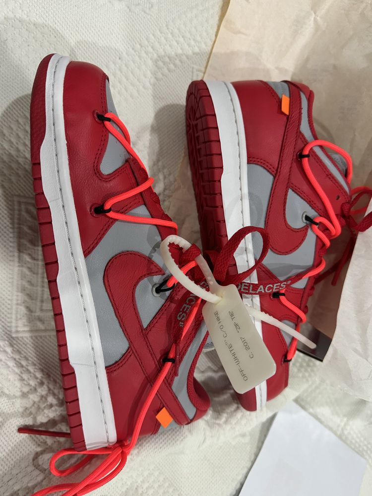 nike dunk low off-white university red