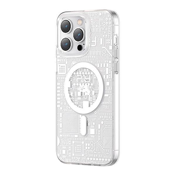 Kingxbar Pqy Geek Series magnetyczne etui iPhone 14 MagSafe srebrne