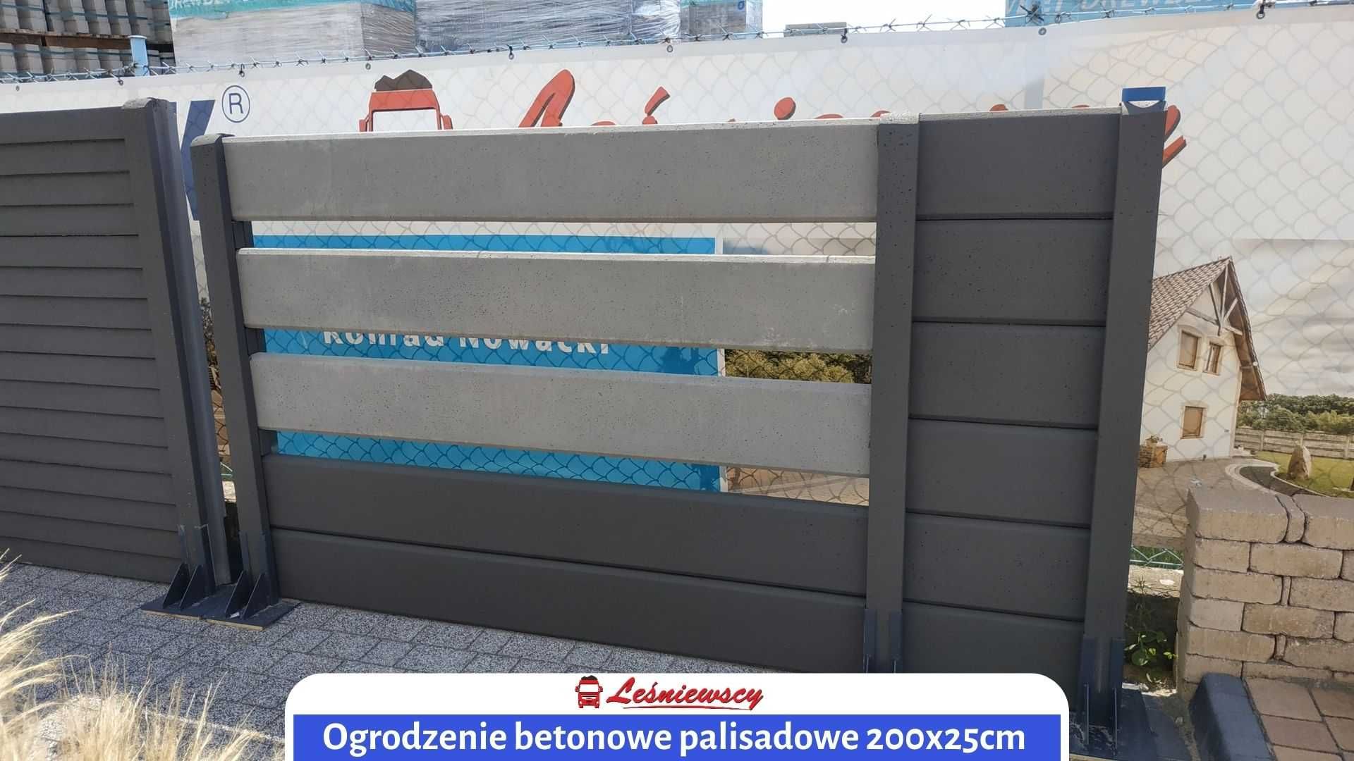 Ogrodzenie palisadowe gładkie betonowe Drewbet 200x25cm OD RĘKI