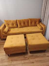 Nowa kanapa z dwoma pufami 229x90