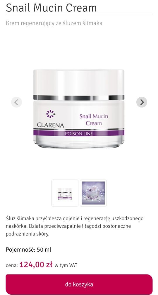 Clarena krem ze śluzem ślimaka Snail Mucin Cream 50 ml