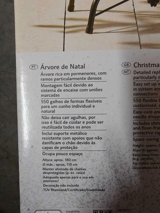 Árvore de Natal artificial - 1.80m - bom estado