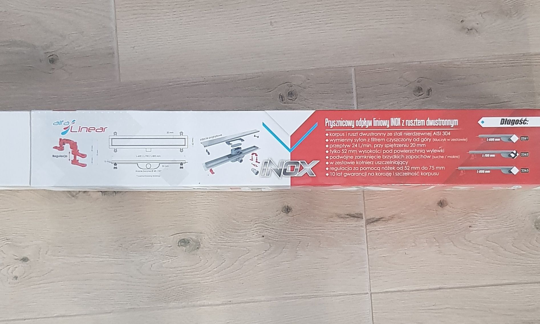 Prysznicowy odpływ liniowy inox L700