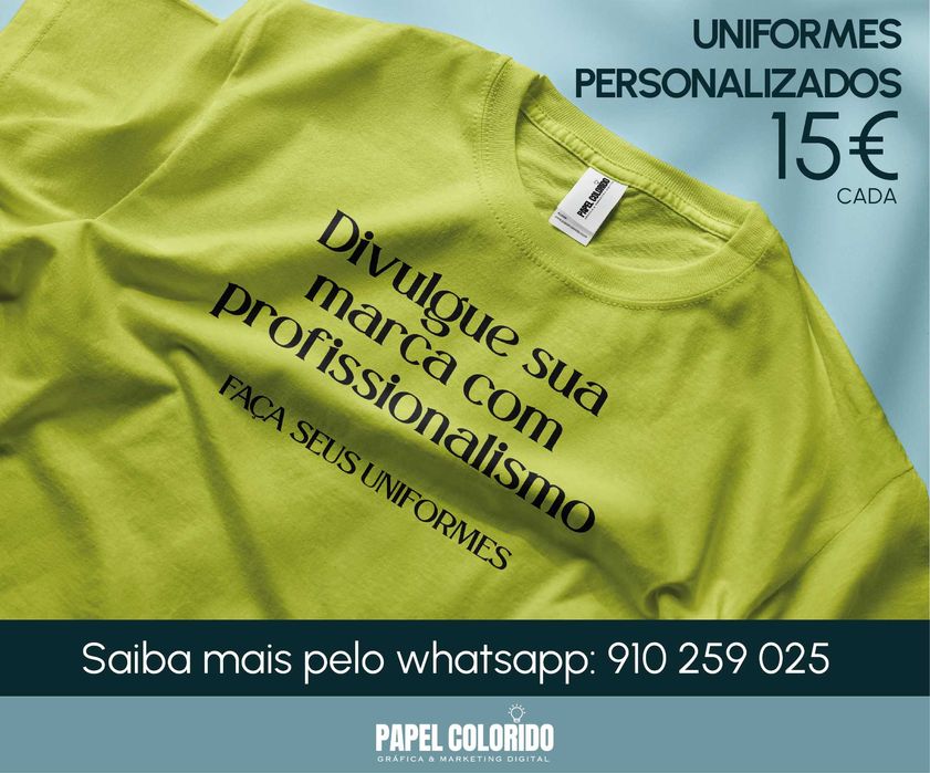 T-shirts e uniformes personalizados a partir de 8€