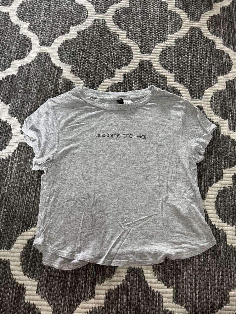 Koszulka unicorns are Real jednorożec t-shirt szary H&M XS 34 160/80A