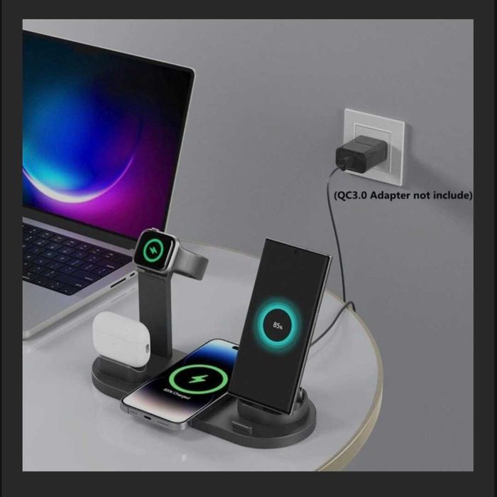 Настільна зарядна станція для телефону/навушників/бездротова зарядка
