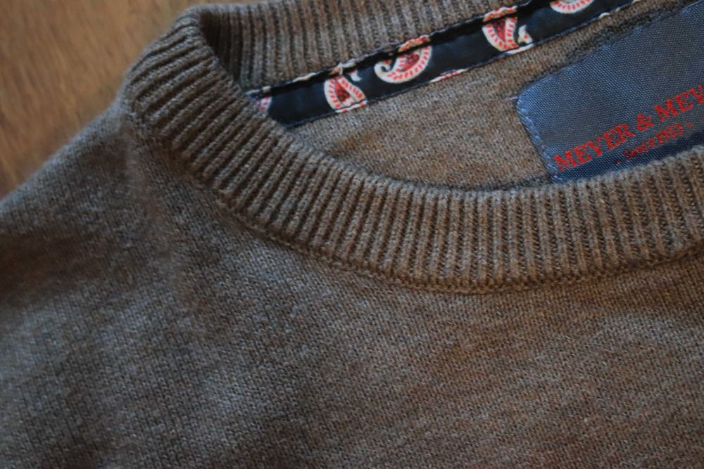 Sweter Meyer and Meyer r. M beżowy męski bawełniany okrągły dekolt