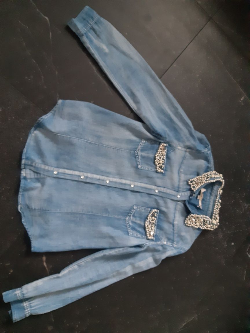 Damska koszula jeansowa Desigual XS zdobiona