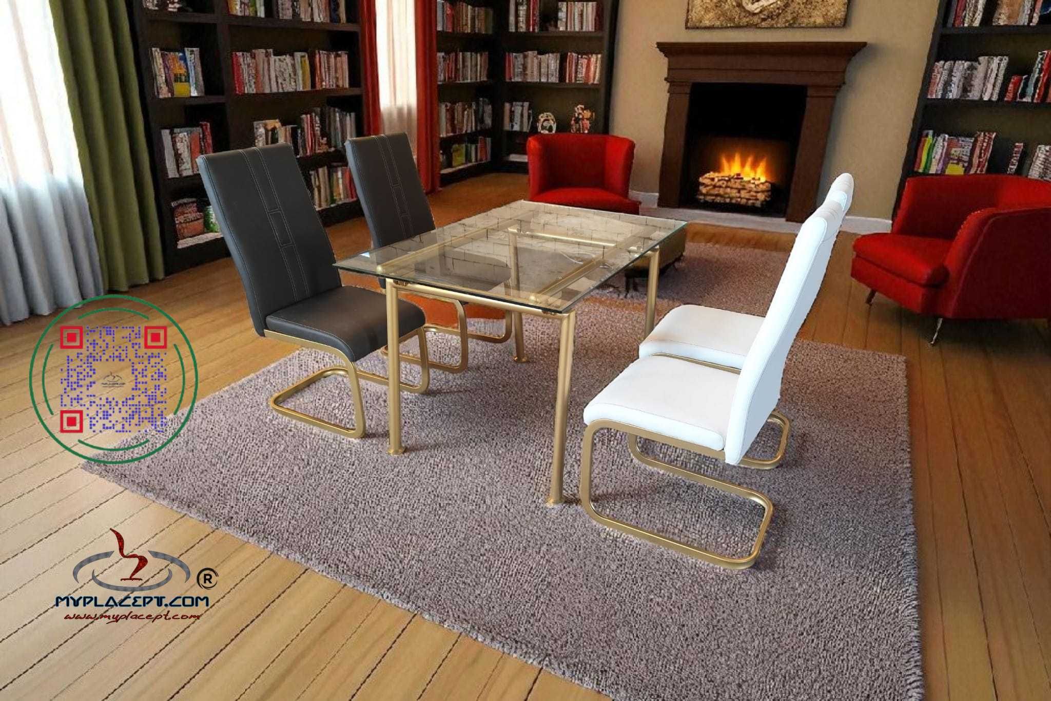conjunto Mesa retangular 741 vidro temperado + Cadeiras Los Angeles