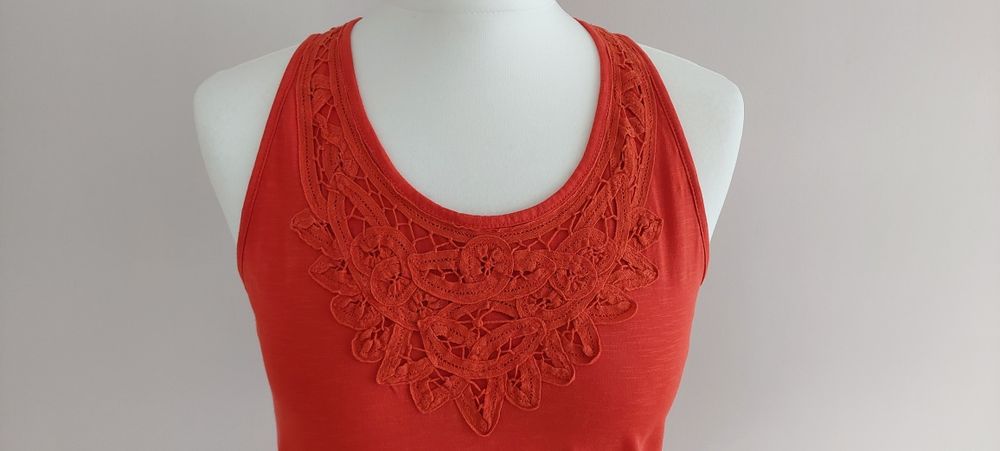 Marks&Spencer r.38 maxi / długa sukienka pomarańczowa haft