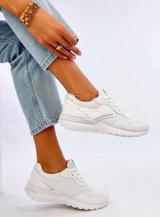 Sneakersy Damskie Opalizujące Navar White