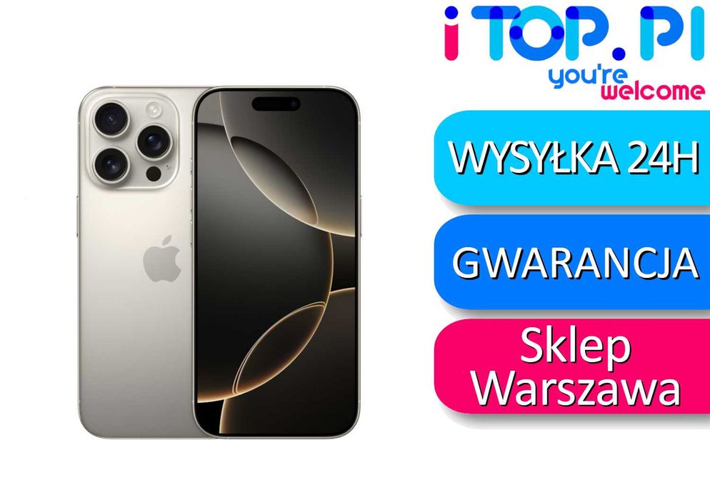iPhone 16 Pro 256gb eSIM Tytan Naturalny JAK NOWY BATERIA 100% Wawa