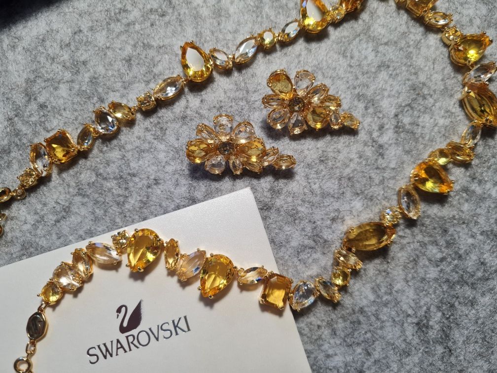 Кольє сережки Swarovski GEMA Сваровскі жовті кристали
