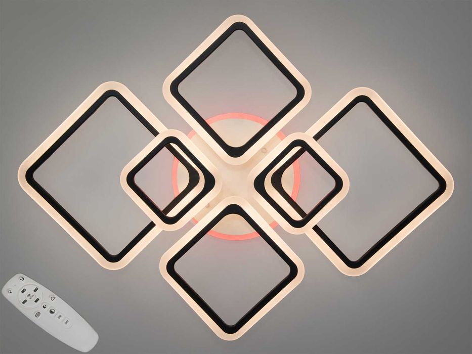 LED люстра з пультом, диммером та підсвічуванням, 150Вт, чорна