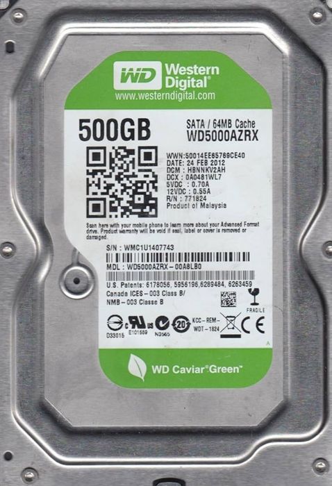 Dysk HDD WD Caviar Green 500GB 3.5" SATA