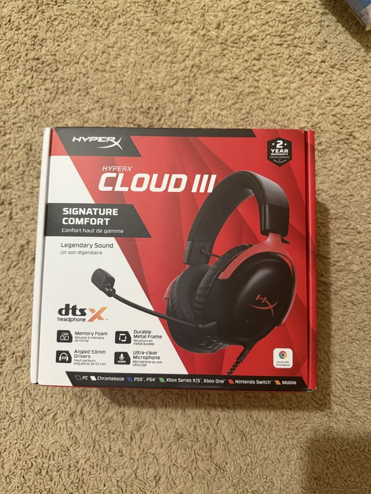 Навушники з мікрофоном HyperX Cloud III Black/Red