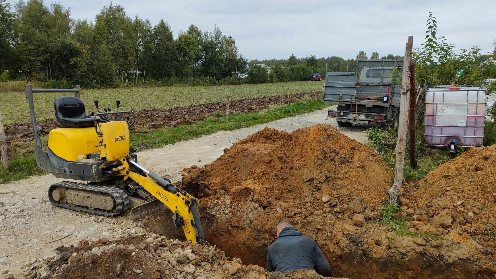 USŁUGI Minikoparką z operatorem z uprawnieniami