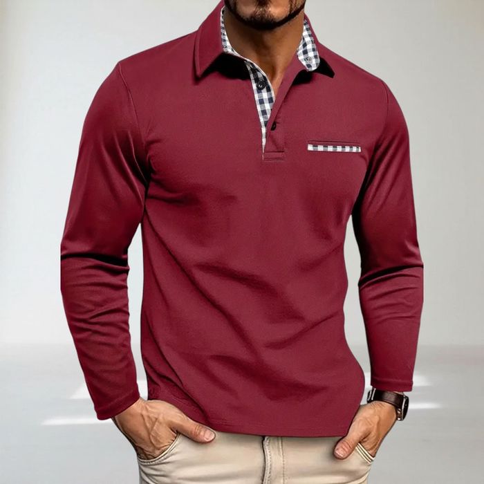 Koszula polo bordowa, XL, długi rękaw