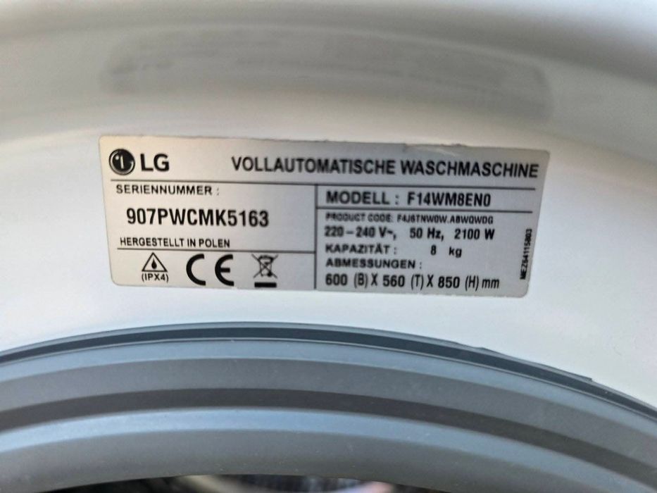 Пральна машина LG Direct Drive F14WM8ENO на 8 кг