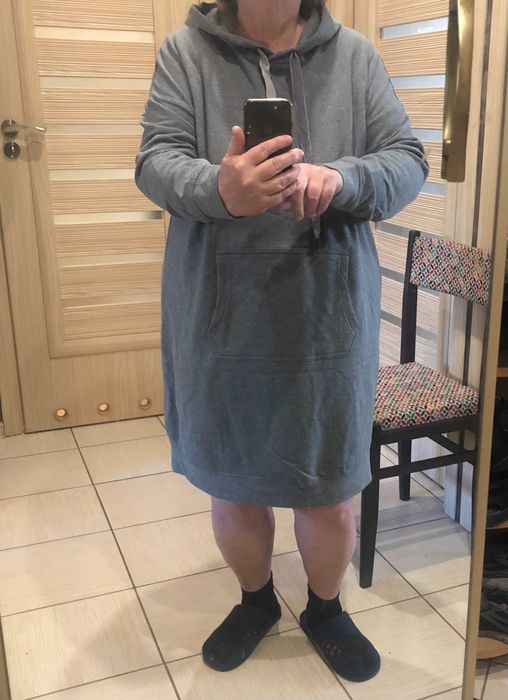Sukienka, bluza sportowa z kapturem szara z meszkiem ROZM 48/50