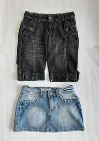 Czarne dżinsowe jeansowe szorty spodenki dżinsowa mini spódniczka XS S