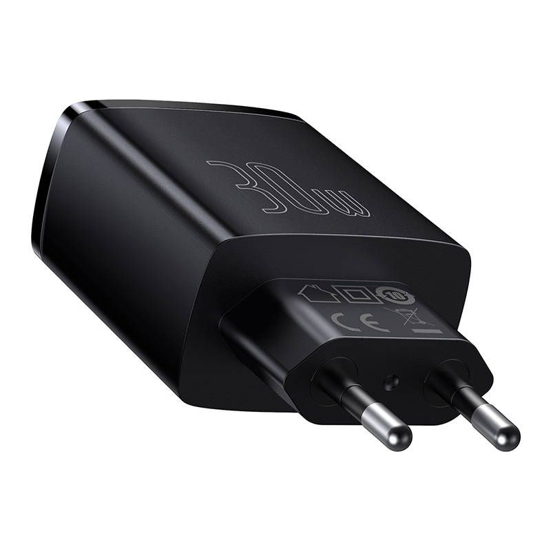 Ładowarka sieciowa Baseus Compact Quick Charger, 2xUSB, USB-C, PD, 3A