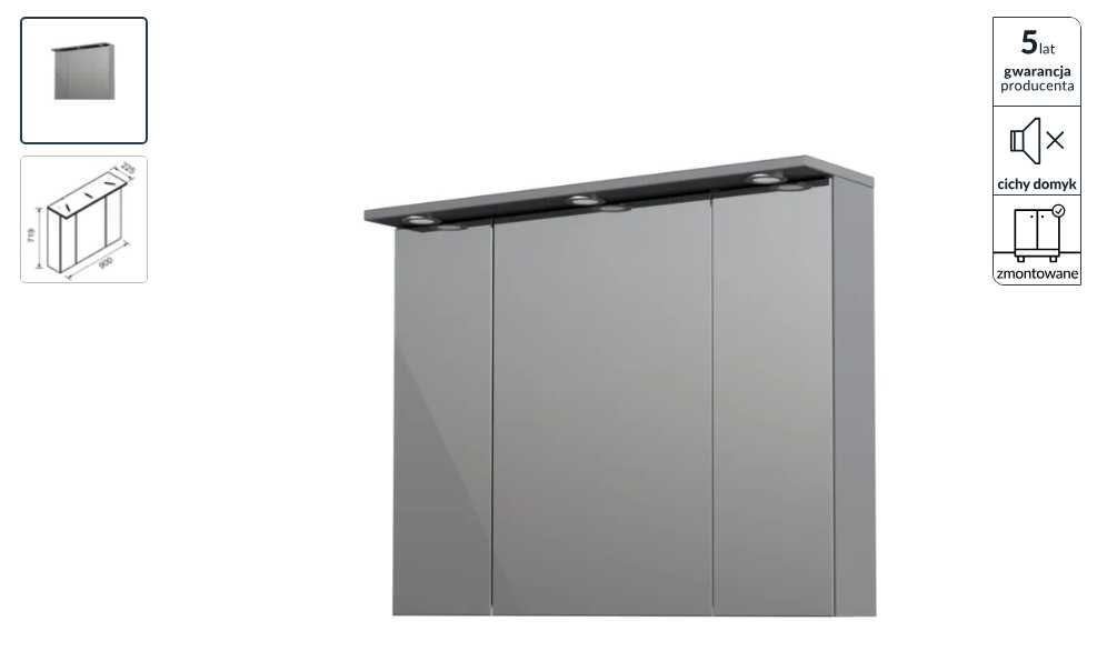 Sprzedam nową Szafkę łazienkową wiszącą z lustrem 90 oristo silver