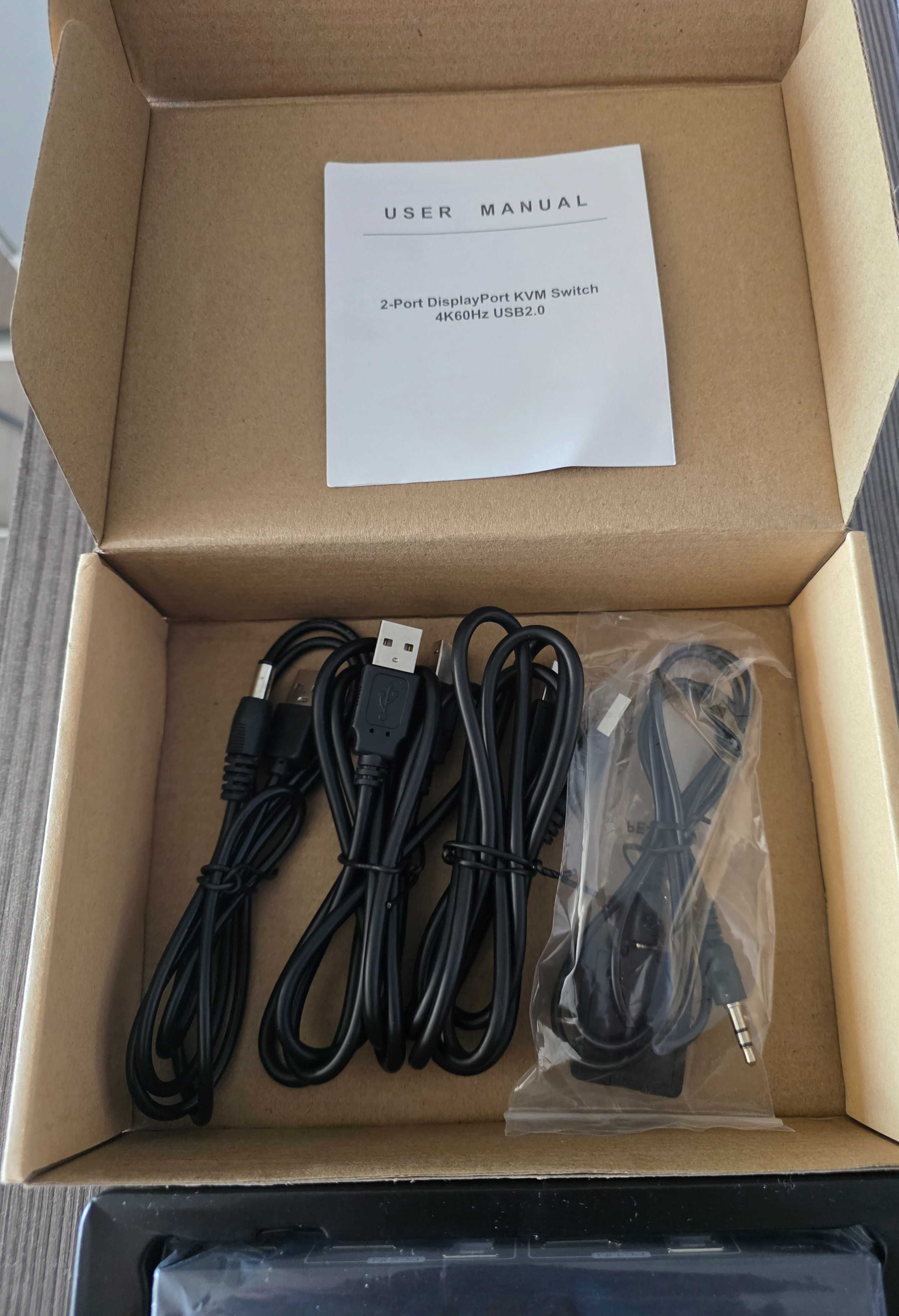 DP KVM Switch 2x1 4K 60Hz DP v1.2 USB 2.0