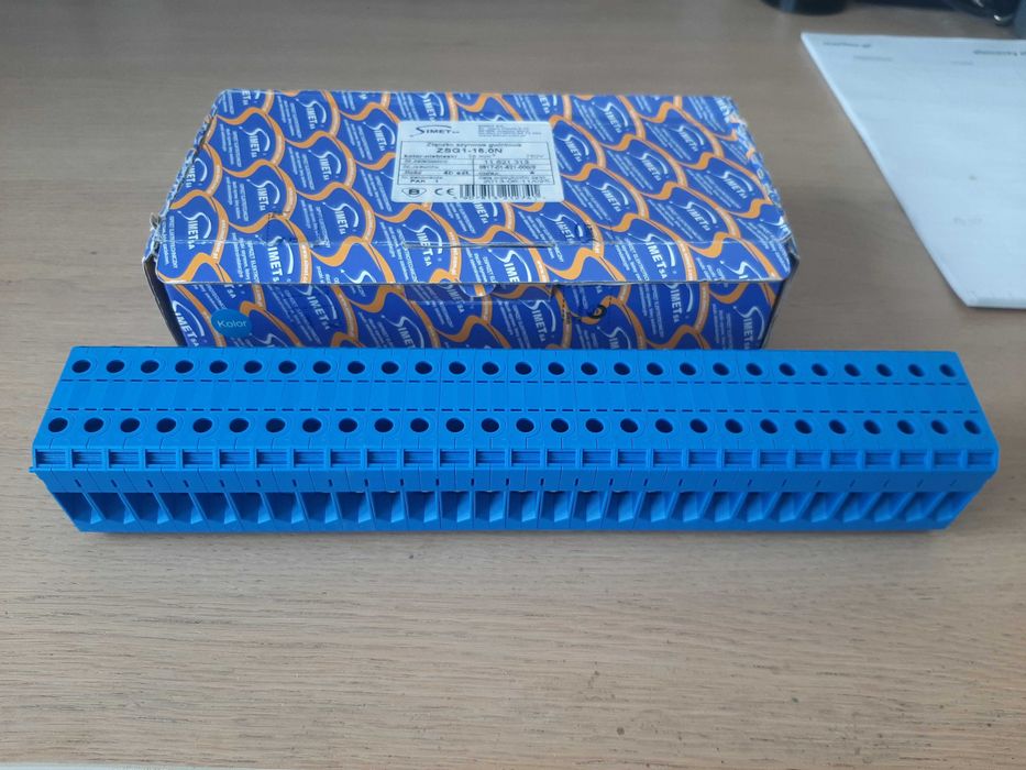 Złączka szynowa gwintowa ZUG złączki na szynę DIN 16mm2 niebieski 27x