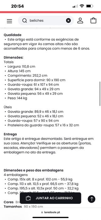 Beliche com roupeiro e gavetas