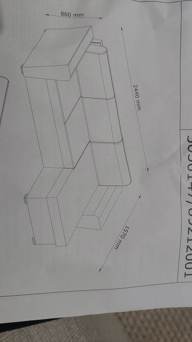 Sofá-cama chaise longue, em tecido cor areia claro.  Novo,