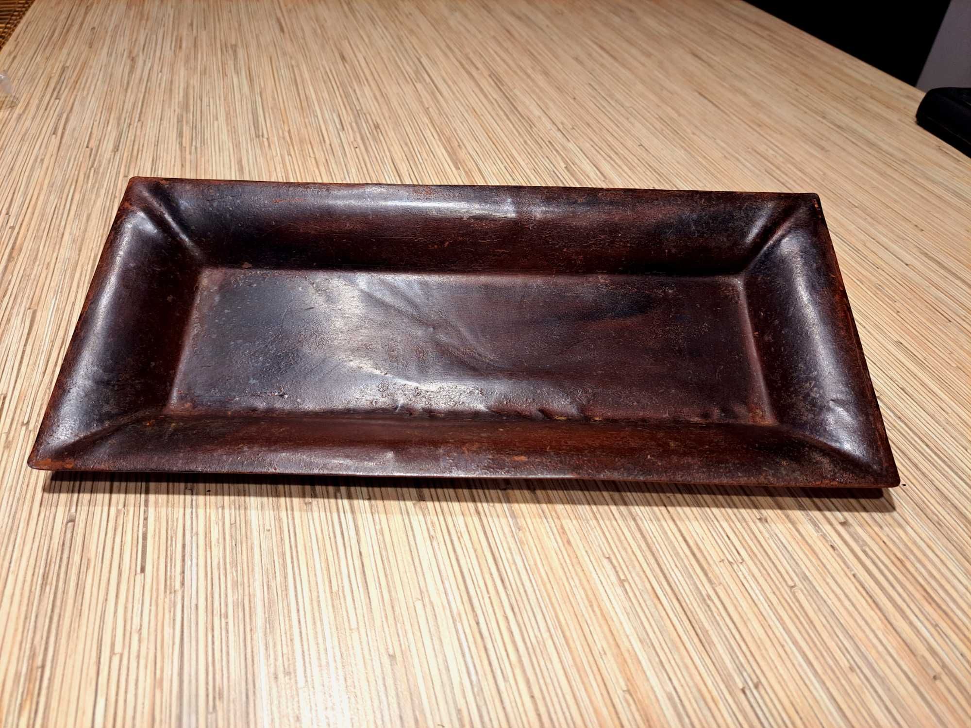 Vintage PRL metalowa podstawa patera 37x 17 cm ręcznie robiona