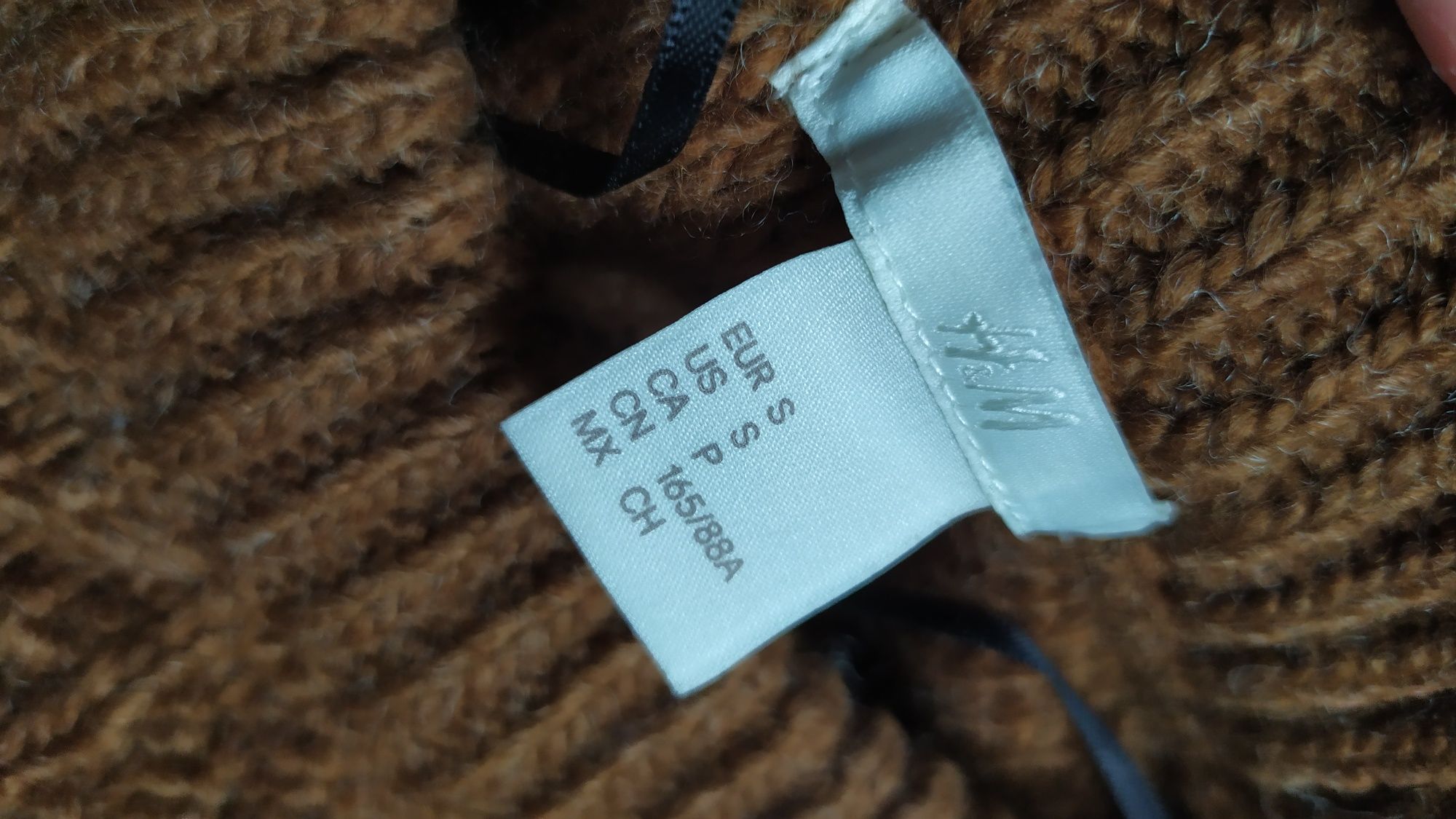 Brązowy sweter wełna h&m